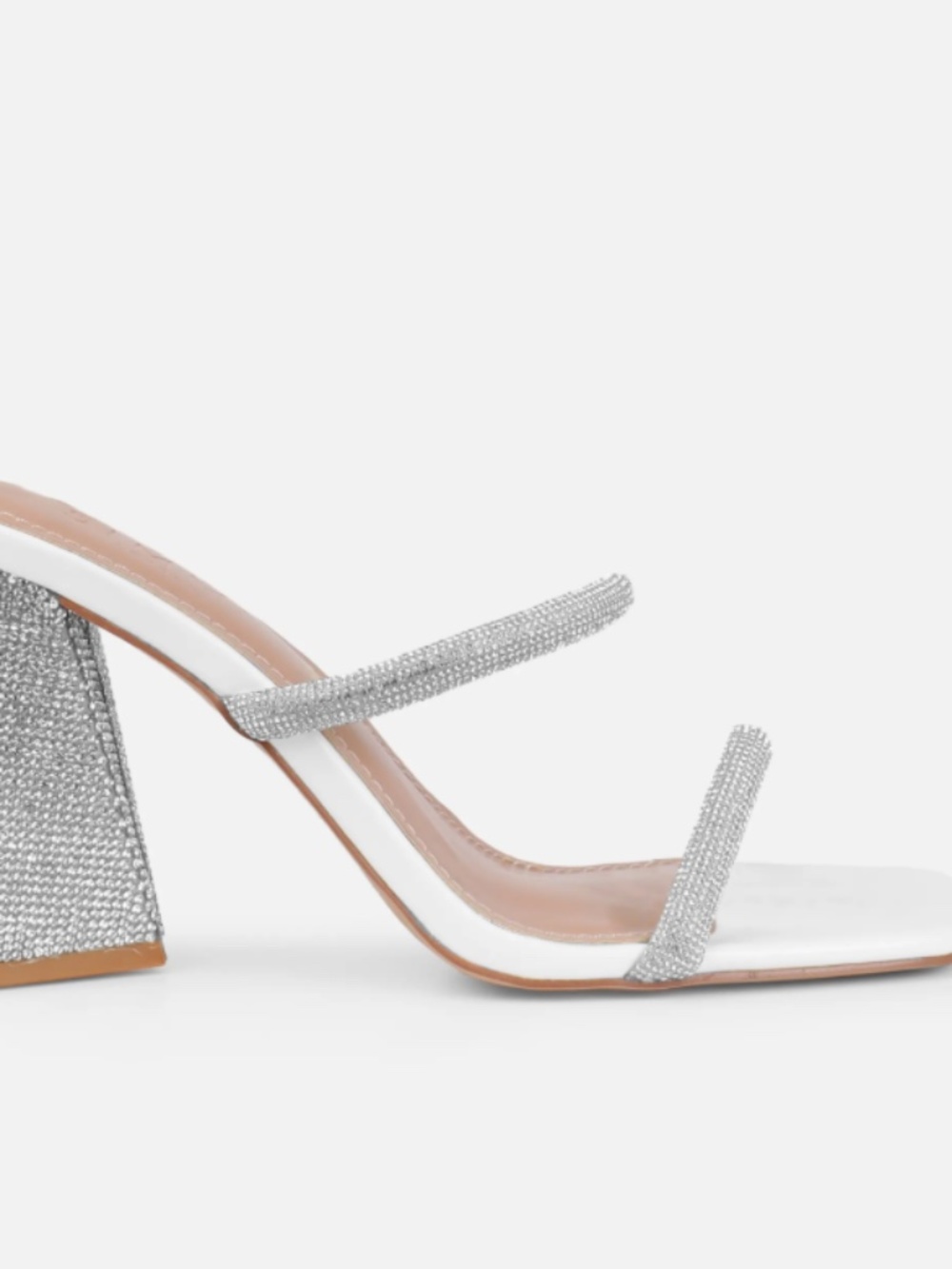 Simmi Shoes Soulmate Embellished Strappy White Block Diamante Mules 10